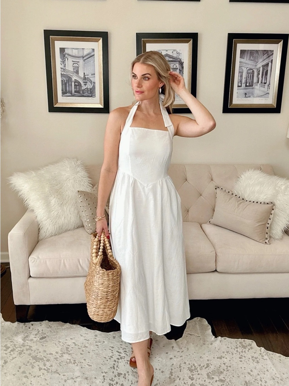 Classic White Halter Midi Dress - Timeless Summer Style